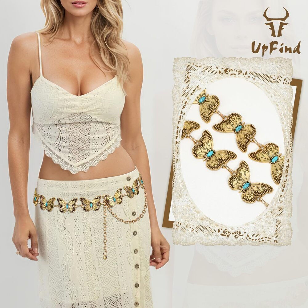 7399 Women Western Metal Gold Chain Belt Concho Cowgirl Waist Link - Picture 2 of 6